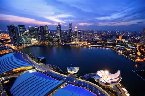 Singapore City Skyline At Night Stock Image Everypixel