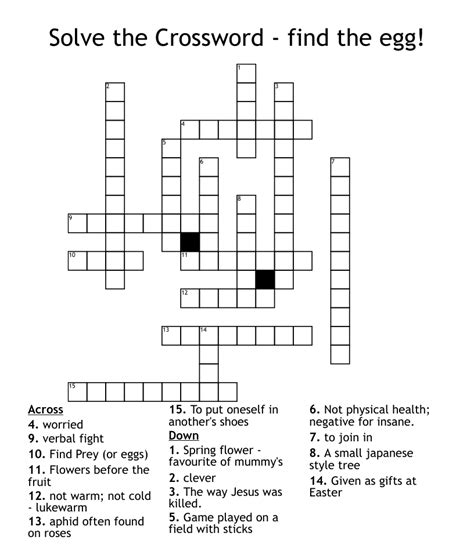 Solve The Crossword Find The Egg Wordmint