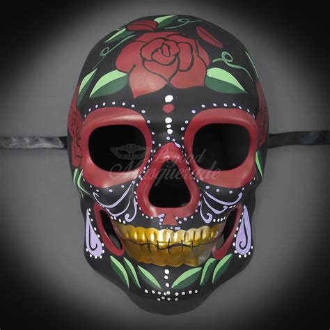 Mens Day Of The Dead Mask Dia De Los Muertos Mask Rose Etsy