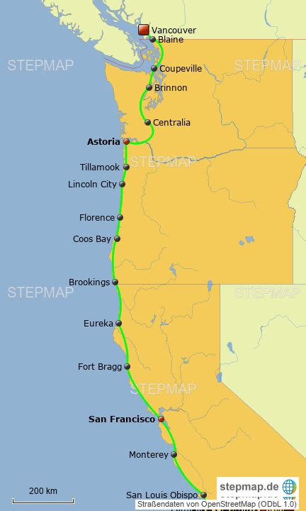 Stepmap Highway 1 Landkarte Für Nordamerika