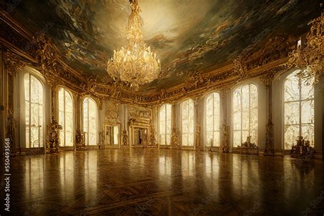 An Empty Glamorous Rococo Baroque Ballroom Generated By Ai Stock