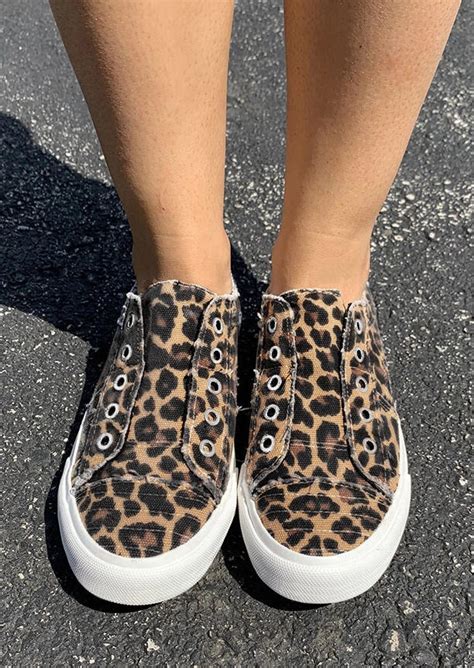 leopard slip on flat canvas sneakers fannyme