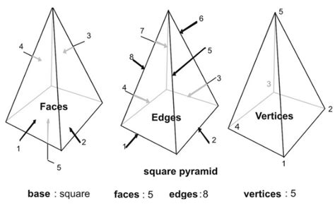 Find The Number Of Faces Vertices And Edges In A Square Pyramid