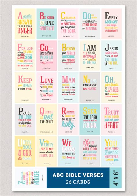 Abc Prints Girl 4x6 Bible Verses For Toddlers 26 Art Etsy