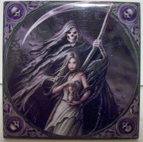 Gothic Summon The Reaper Small Decorative Art Tile By Fairy Artist Anne