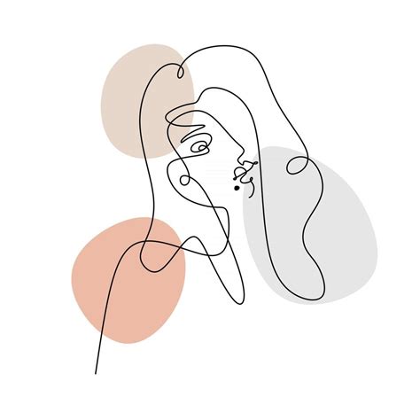 Una Línea Continua De Rostro De Mujer Abstracto Con Cabello Largo Y