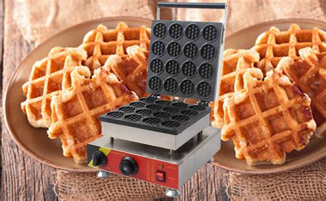 Intbuying Commercial Electric Mini Round Cake Waffle Maker