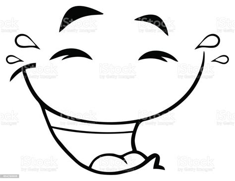 Black And White Laugh Cartoon Funny Face With Smiley Expression Stock