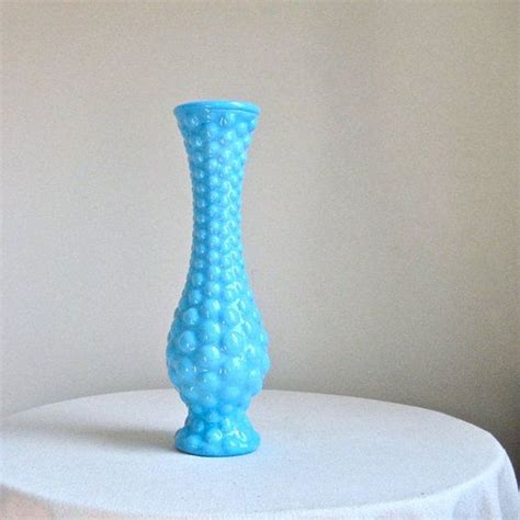 Vintage Blue Milk Glass Vase With Bubble Pattern Etsy Glas