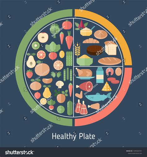 Foods Infographics Healthy Eating Plate Infographic Vector Có Sẵn