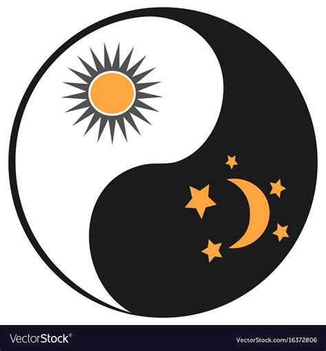 Sun And Moon In Ying Yang Symbol Royalty Free Vector Image