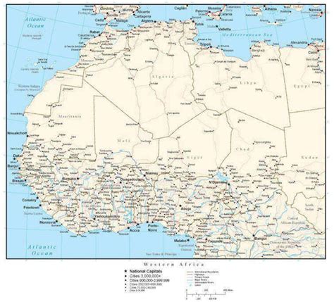 Western Africa Map With Countries Cities And Roads
