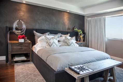 Contemporary Bedroom With Textured Gray Accent Wall Hgtv