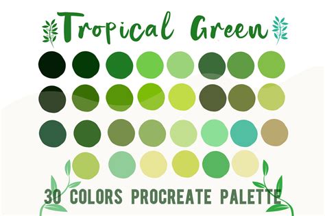 Tropical Green Color Palette Set For Procreate Ipad Digital Etsy Uk