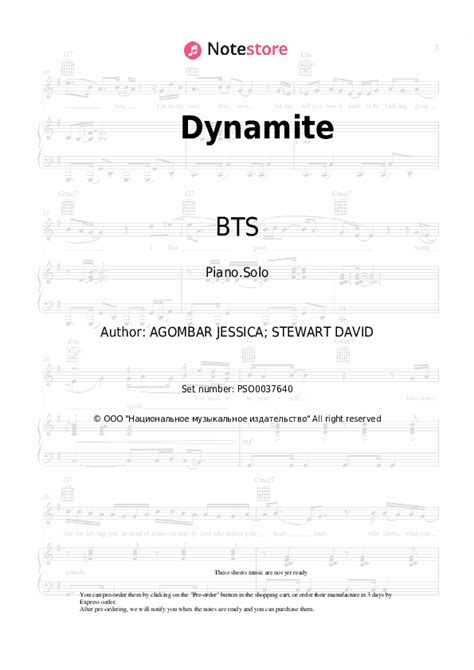 Bts Dynamite Sheet Music For Piano Download Pianosolo Sku