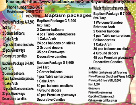 Cebu Ray And Rain Party Shop Baptism Packages