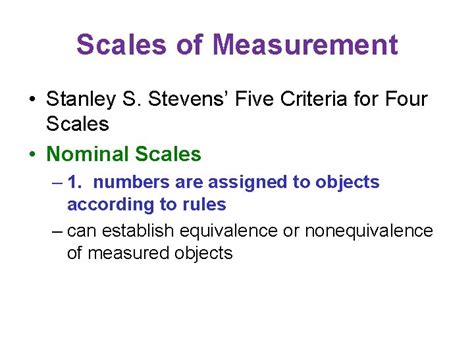 Measurement Scales Of Measurement Stanley S Stevens Five
