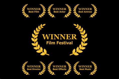 The academy awards, popularly known as the oscars, are awards for artistic and technical merit in the film industry. Film Awards Winners Laurels Set | Pre-Designed Illustrator ...