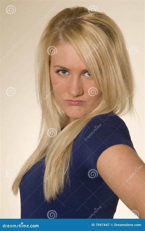 Blonde Girl Pouting Stock Image Image Of Hair Blue Long 7947447