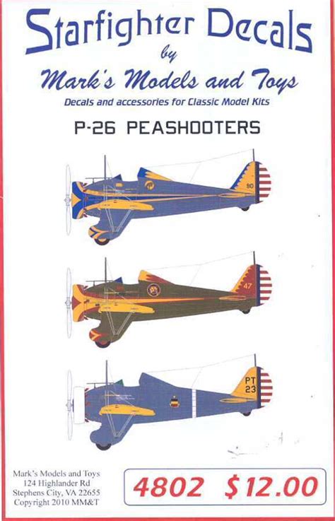 Starfighter Decals 148 Boeing P 26 Peashooter Fighter Ebay