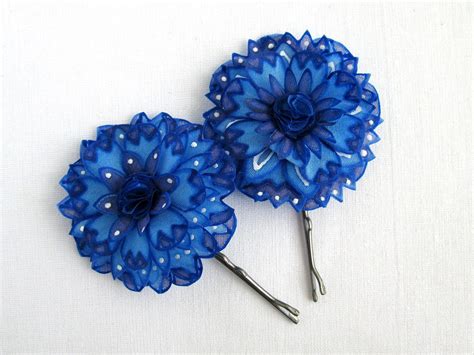 Two Cornflowers Blue Bridal Hair Pins Blue Silk Flower Bobby Pins