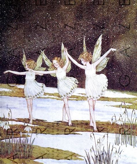 Striking Snow Fairies Vintage Illustration Ida Rentoul Outhwaite Fairy Tale Antique Winter