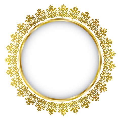 Bingkai Lingkaran Emas Mewah Dengan Pola Lingkaran Emas Antik Png Ornamen Bulat Latar Belakang