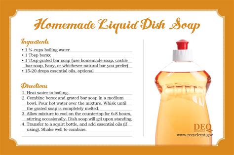 Recipe Card Homemade Liquid Dish Soap Gallatin Solid Waste Management