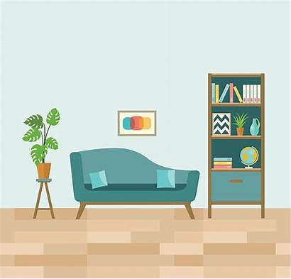 Living Illustration Vector Sofa Interior Flat Clipart