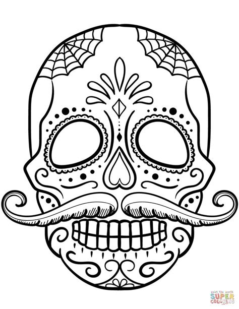 Skull coloring pages are quite popular, especially where halloween and day of the dead, or día de muertos skull coloring page images. Dibujos sugar skull, Calaveras para colorear, Mascaras dia ...