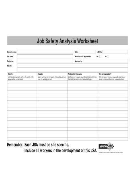 Job Safety Analysis Worksheet Worksheeto My Xxx Hot Girl Hot Sex