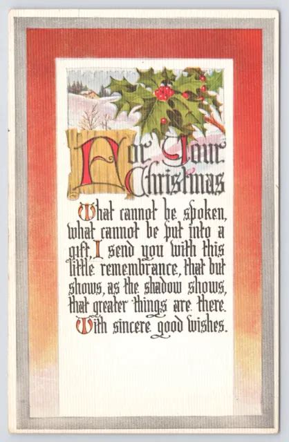 Holiday~holly Hills And Christmas Greeting Sincere Good Wishes~vintage
