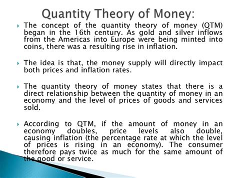 The classical quantity theory of money is based on two fundamental assumptions: Nani quantitative theory of money
