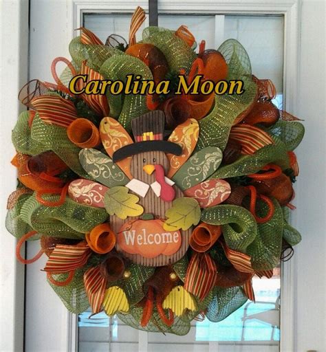 Thanksgiving Turkey Welcome Wreath Sage Green