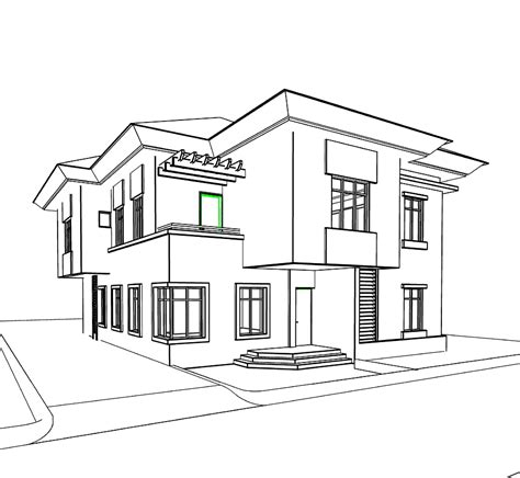 2 Storey House Illustration House Plan Drawing Interior Design