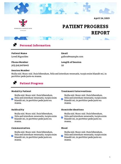 Patient Progress Report Template Pdf Templates Jotform