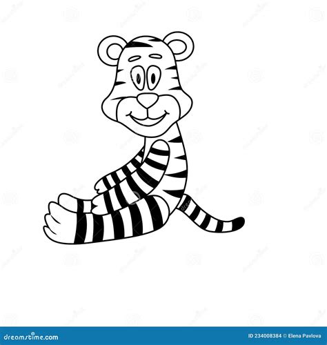 Cute Tiger Tiger Cub Sits Chinese Tiger For New Year Coloring Page