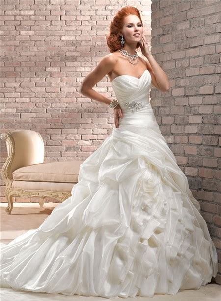 A Line Sweetheart Corset Back Ivory Organza Wedding Dress With Belt Bubble