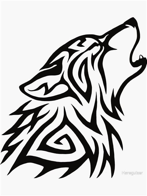 Tribal Wolf Howl Sticker By Hareguizer Tribal Wolf Tribal Wolf