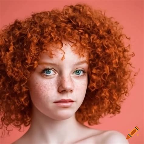 portrait of a cute redhead with freckles and green eyes