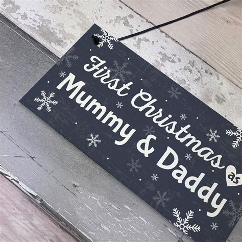 First 1st Christmas As Mummy Daddy Plaque Baby Xmas T For Mum Dad