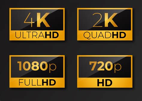 Pack Of Video Dimensions Hd Icons 4k 2k 1080p 720p 1234434 Vector Art