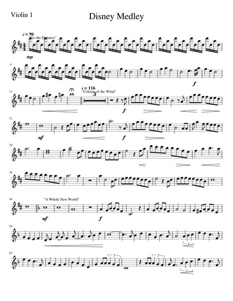 Disney Medley Violin 1 Sheet Music For Violin Download Free In Pdf Or Midi