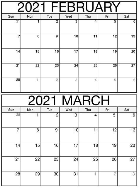 You can easily download and edit our free printable calendars from your. 2021 February March Calendar Printable | Free Printable ...