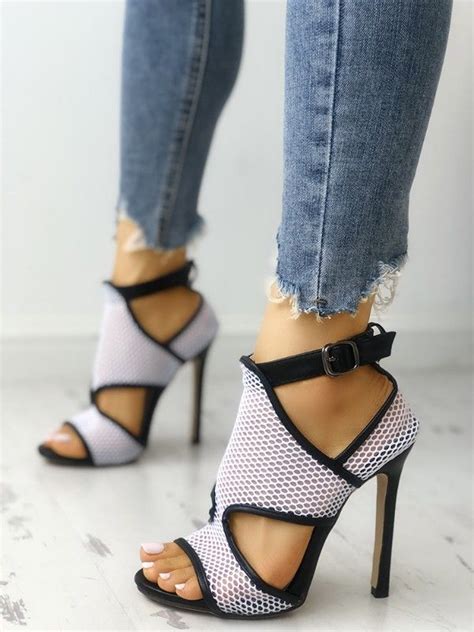 two tone hollow out cutout stiletto sandals heel sandals outfit heels stiletto sandals