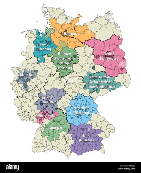 Vektor Hoch Detaillierte Karte Von Deutschland Metropolregionen Bereiche Stock Vektorgrafik Alamy