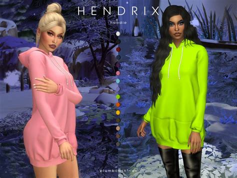 Sims 4 — Hendrix Hoodie By Plumbobsnfries — New Mesh Oversized