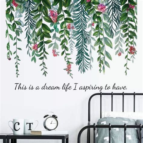 Green Plant Wall Decals Vine Wall Decal Flower Decals Sofa Etsy Uk