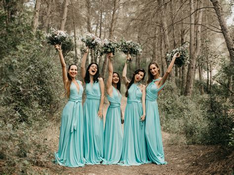 Blue And Green Bridesmaid Dresses