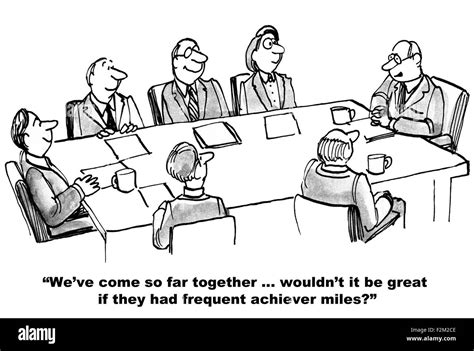 Business Cartoon Of Meeting Leader Says So Far Together Stock